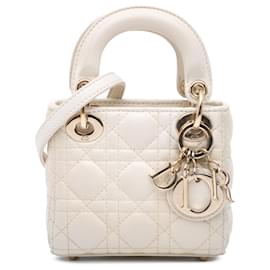 Dior-Dior White Micro Lambskin Cannage Lady Dior-White