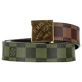 Louis Vuitton-Cinto Louis Vuitton Damier Ebene Marrom-Marrom