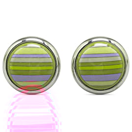 Hermès-Hermès Orange Enamel Stripe Cloisonne Clip On Earrings-Other,Orange