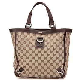 Gucci-Gucci Brown GG Canvas Abbey D Ring Tote-Brown,Beige