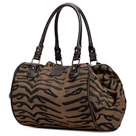 Fendi-Fendi Brown Tiger Print Canvas Shoulder Bag-Brown