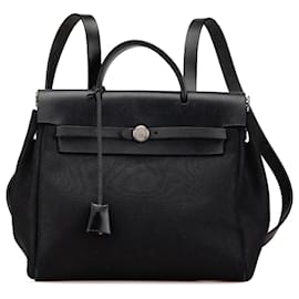 Hermès-Sac à dos PM Herbag en toile noire Hermès-Noir