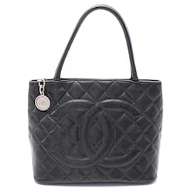 Chanel-Chanel Black Caviar Medallion Tote-Black
