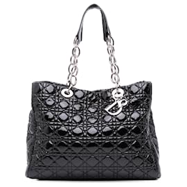 Dior-Dior Black Large Patent Cannage Lady Dior Soft Shopping Tote-Black