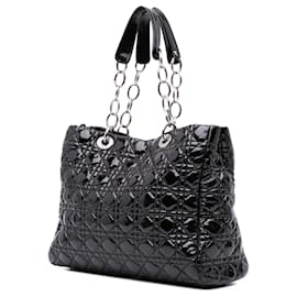 Dior-Dior Black Large Patent Cannage Lady Dior Soft Shopping Tote-Black