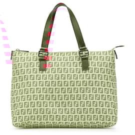 Fendi-Fendi Brown Zucchino Canvas Tote-Brown,Beige,Other