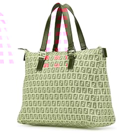 Fendi-Fendi Brown Zucchino Canvas Tote-Brown,Beige,Other