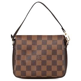 Louis Vuitton-Trousse Pochette Damier Ebene Marrom Louis Vuitton-Marrom