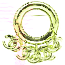 Chanel-Chanel Gold Gold Plated CC Charm Brooch-Golden
