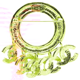 Chanel-Chanel Gold Gold Plated CC Charm Brooch-Golden