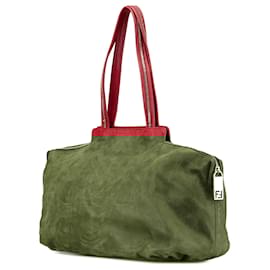 Fendi-Fendi Red Medium Leather Chains Tote-Red