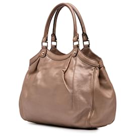 Gucci-Gucci Brown Medium Metallic Calfskin Sukey Tote-Brown