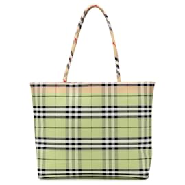 Burberry-Burberry Brown House Check Canvas Tote-Brown,Beige