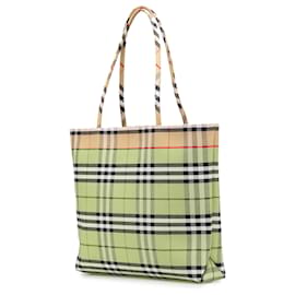 Burberry-Burberry Brown House Check Canvas Tote-Brown,Beige
