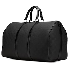 Louis Vuitton-Louis Vuitton Black Monogram Taurillon Keepall Bandouliere 50-Black