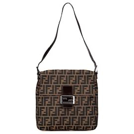 Fendi-Fendi Brown Zucca Canvas Shoulder Bag-Brown
