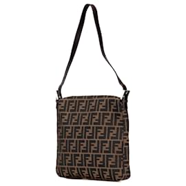 Fendi-Fendi Brown Zucca Canvas Shoulder Bag-Brown