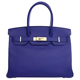 Hermès-Hermès Blue Epsom Birkin Retourne 30-Blue