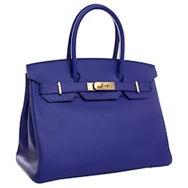 Hermès-Hermès Birkin Retourne 30 en Epsom bleu-Bleu