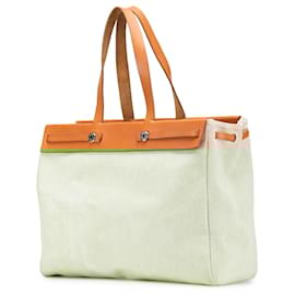 Hermès-Hermès Brown Toile Herbag Cabas GM-Brown,Other