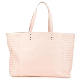 Bottega Veneta-Bottega Veneta Pink Leather Intrecciato Tote-Pink