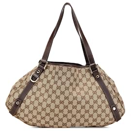 Gucci-Gucci Brown GG Canvas Abbey D Ring Tote-Brown