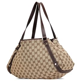 Gucci-Gucci Brown GG Canvas Abbey D Ring Tote-Brown
