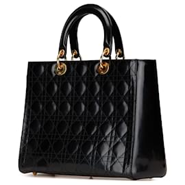 Dior-Dior Black Large Lambskin Cannage Lady Dior-Black