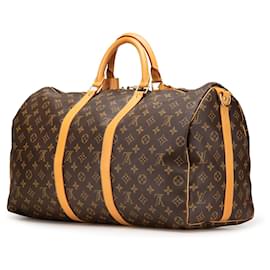 Louis Vuitton-Louis Vuitton Brown Monogram Keepall Bandouliere 50-Brown