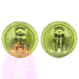 Chanel-Chanel Gold Gold Plated CC Round Clip on Earrings-Golden