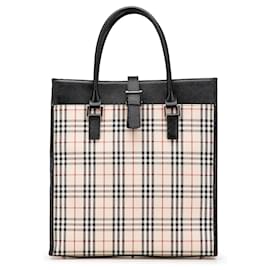 Burberry-Burberry Brown House Check Canvas Tote-Brown,Beige