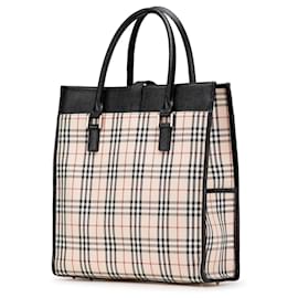Burberry-Burberry Brown House Check Canvas Tote-Brown,Beige
