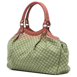 Gucci-Gucci Brown Medium Diamante Canvas Sukey Tote-Brown,Beige