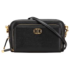 Dior-Dior Black Grained Calfskin Caro Double Pouch-Black