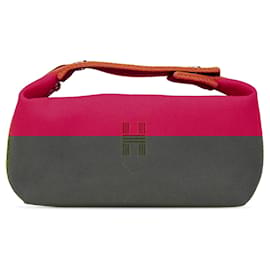 Hermès-Hermès Pink Small Toile Bride A Brac-Pink,Other,Dark red