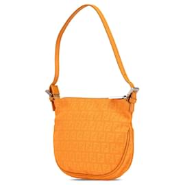 Fendi-Fendi Orange Zucchino Canvas Hobo-Orange