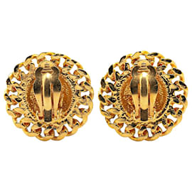 Chanel-Chanel Gold Gold Plated Quilted Chain Clip On Earrings-Golden