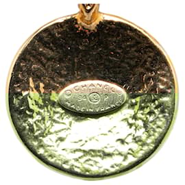 Chanel-Chanel Gold Gold Plated CC Round Medallion Pendant Necklace-Golden