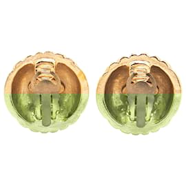 Chanel-Chanel Gold Gold Plated CC Dome Clip On Earrings-Golden