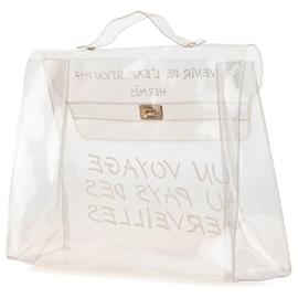 Hermès-Sac à main Hermès Souvenir De L'Exposition Kelly en vinyle blanc-Blanc