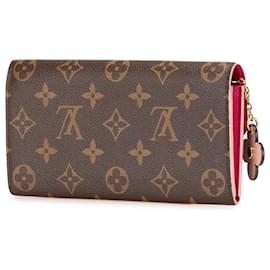 Louis Vuitton-Carteira Louis Vuitton Emilie Monograma Marrom Flores Bloom-Marrom