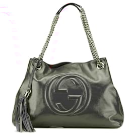 Gucci-Gucci Pink Medium Patent Soho Chain Tote-Pink,Other
