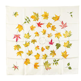 Hermès-Hermès White A Walk In The Park Silk Scarf-White