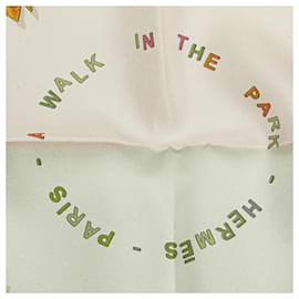 Hermès-Hermès White A Walk In The Park Silk Scarf-White