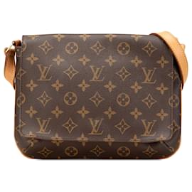 Louis Vuitton-Louis Vuitton Musette Tango Marrom Monograma Alça Curta-Marrom