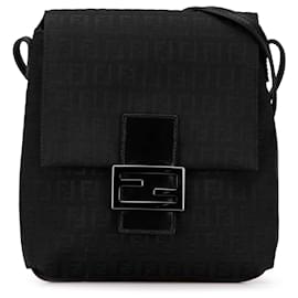 Fendi-Fendi Black Zucchino Canvas Crossbody-Black