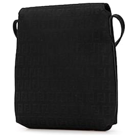 Fendi-Fendi Black Zucchino Canvas Crossbody-Black