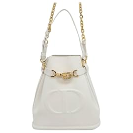 Dior-Dior White Medium Embossed Calfskin CEst Dior Bag-White