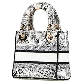 Dior-Dior White Mini Embroidered Canvas Plan de Paris Lady D Lite-White