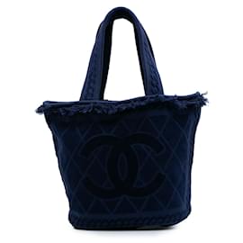 Chanel-Chanel Blue CC Terry Cotton Beach Tote-Blue,Dark blue